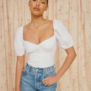 Reformation Rome Linen Top in white size 0